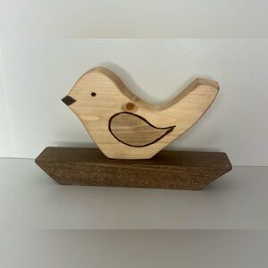 Wooden Bird Figurine on Stand
